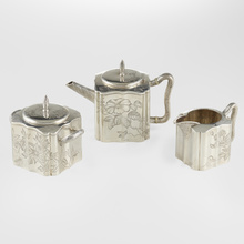 Appraisal: Tiffany Co THREE-PIECE JAPONESQUE TEA SERVICE USA - sterling silver