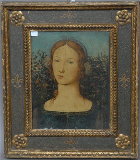 Appraisal: ANTIQUE ITALIAN OIL ON PANEL Portrait of a young woman