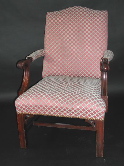 Appraisal: George III-Style Stained Mahogany Lolling Chair early th century the