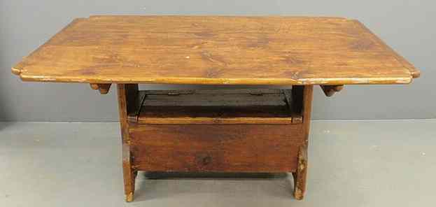 Appraisal: Pennsylvania pine bench table th c with a three-board top