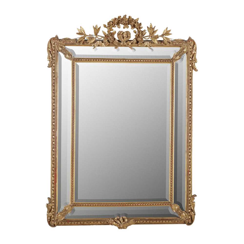 Appraisal: LOUIS LVI STYLE GILTWOOD MARGIN PLATE MIRROR THE CENTURY bevelled