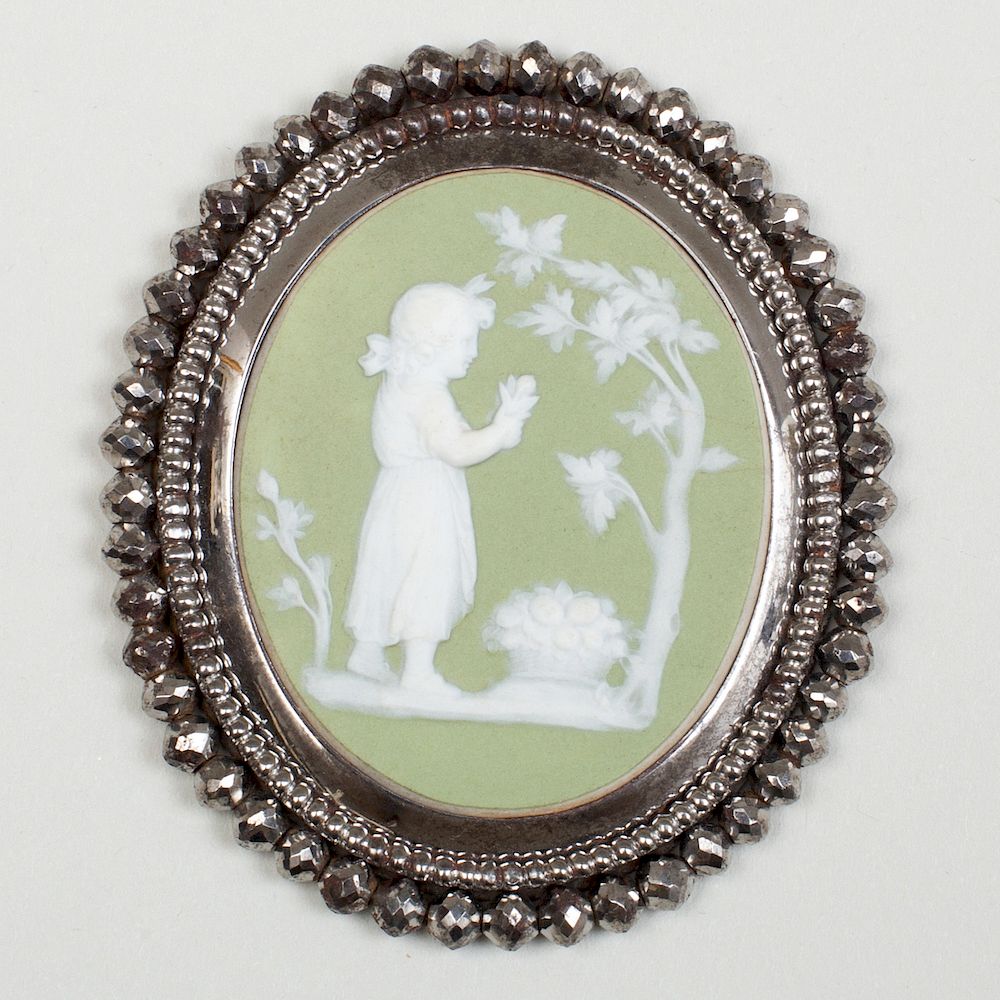 Appraisal: Wedgwood Green and White Jasperware Oval Medallion of Poor Maria