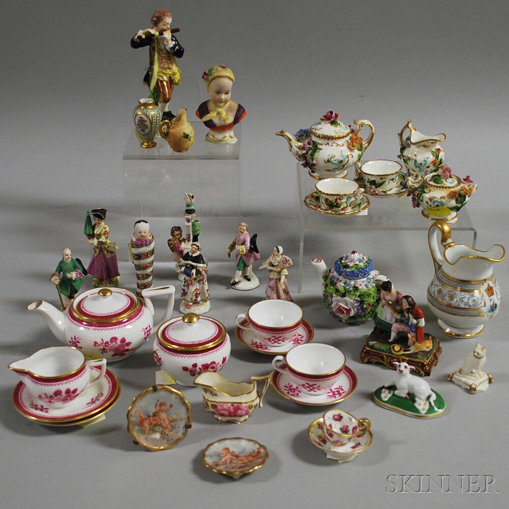 Appraisal: Approximately Thirty-seven Miniature Porcelain Items including a Spode tea set