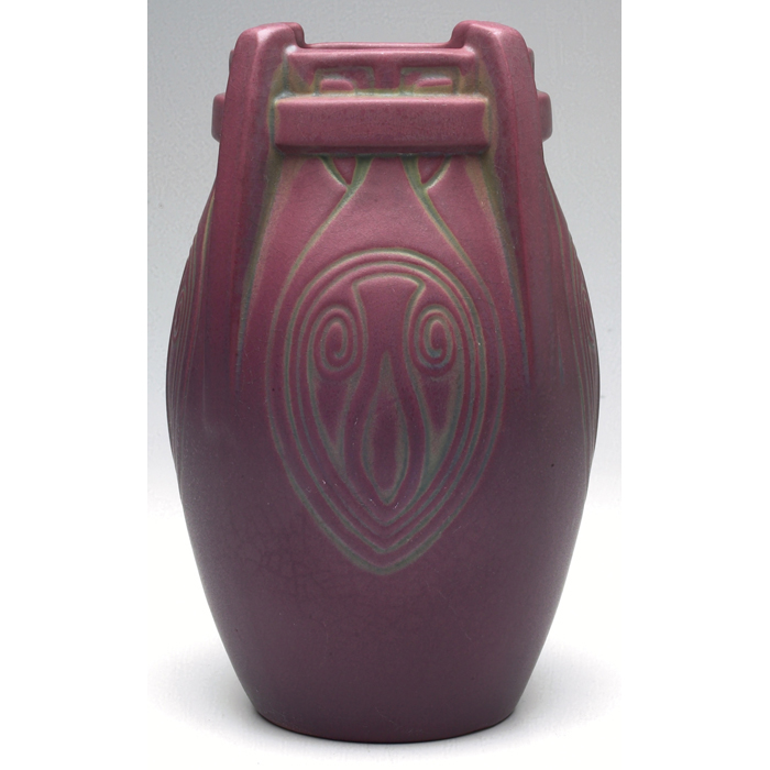 Appraisal: Good Weller Jewell vase bulbous shape with incised designs and