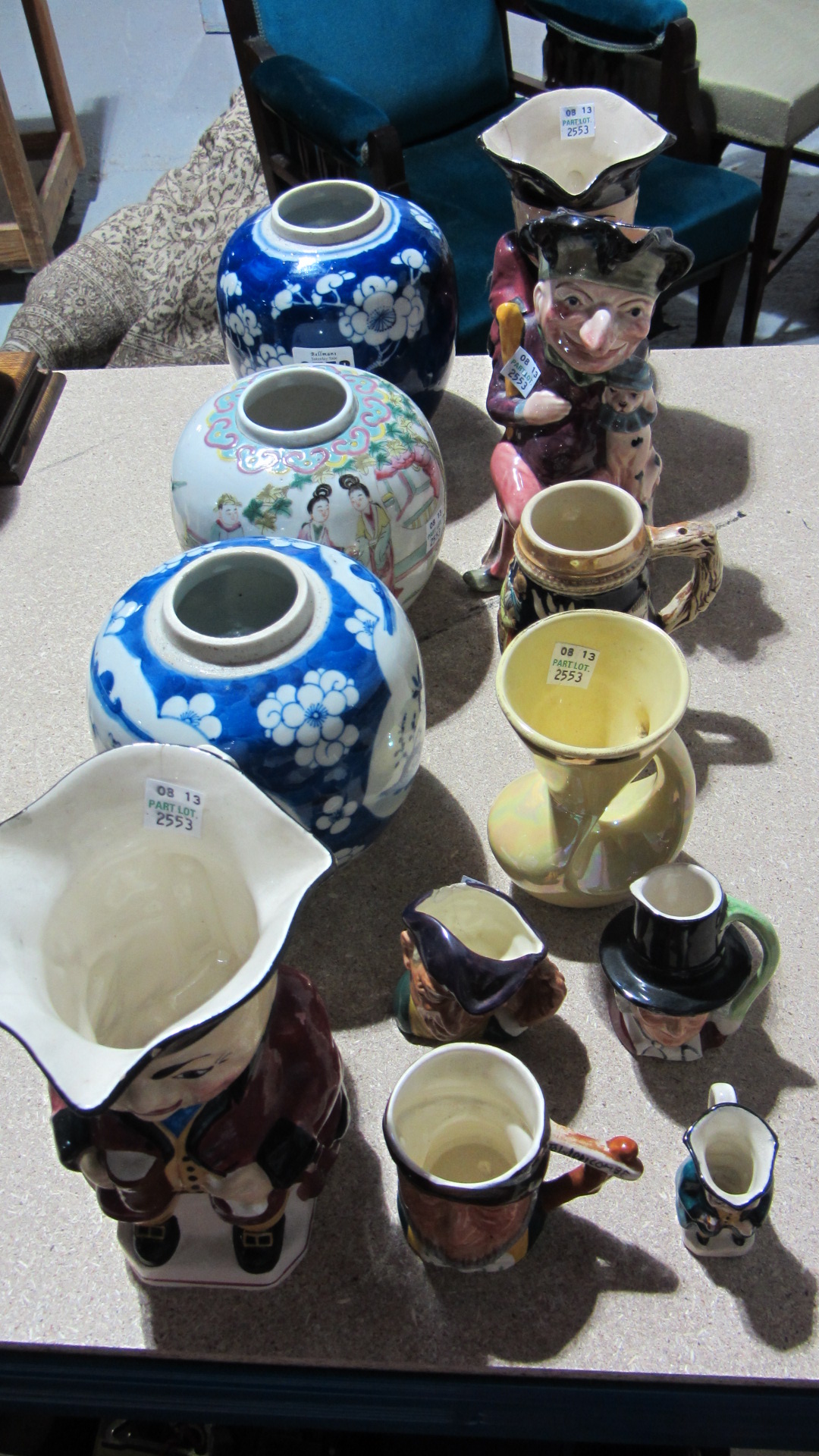 Appraisal: A group of three Oriental ginger jars with a small