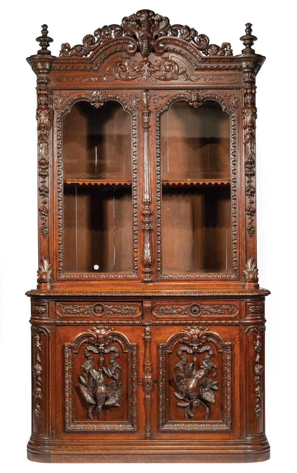 Appraisal: American Renaissance Carved Oak Cabinet mid- th c attr to