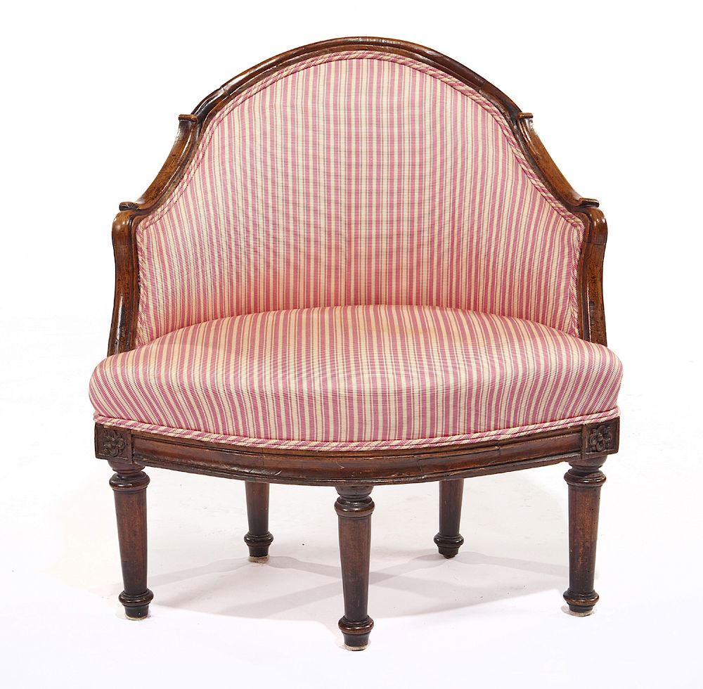 Appraisal: Neoclassical style mahogany corner chair Neoclassical style mahogany corner chair