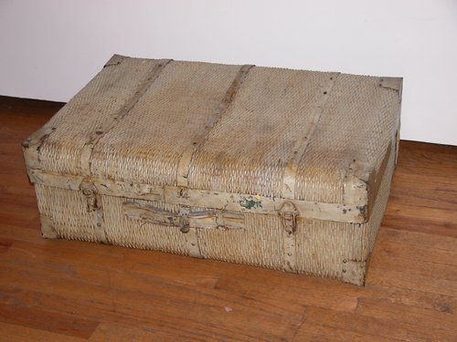 Appraisal: Artist American Title Wicker Suitcase with beige paint Date Medium