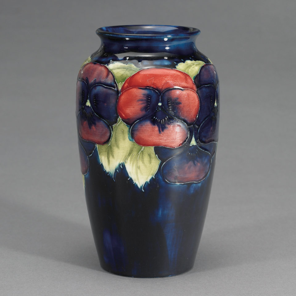 Appraisal: Moorcroft Pansy Vase c impressed marks painted signature in blue