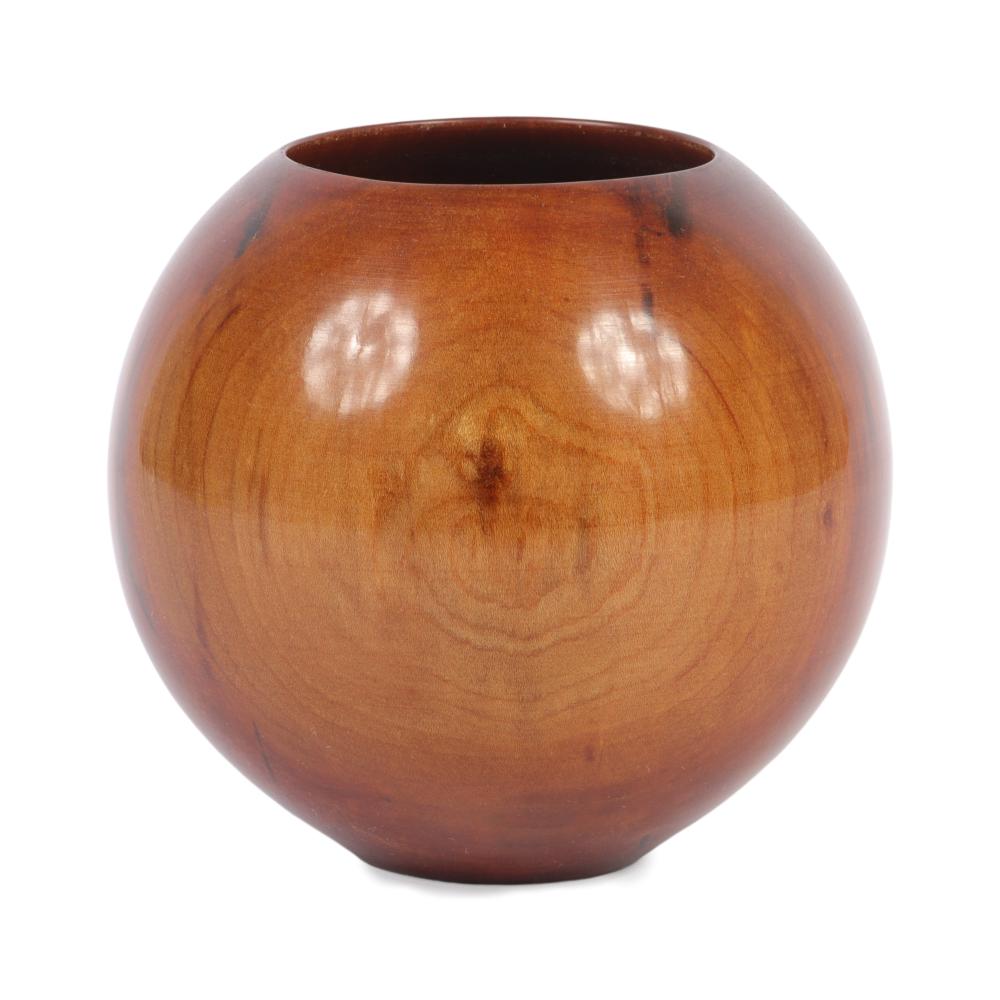 Appraisal: PHILIP MOULTHROP AMERICAN B WILD CHERRY VESSEL STUDIO TURNED WOOD