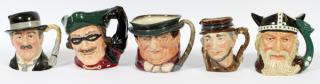 Appraisal: ROYAL DOULTON PORCELAIN TOBY MUGS FIVE ROYAL DOULTON PORCELAIN TOBY