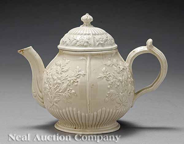 Appraisal: A French Terre de Lorraine Creamware Teapot th c unmarked