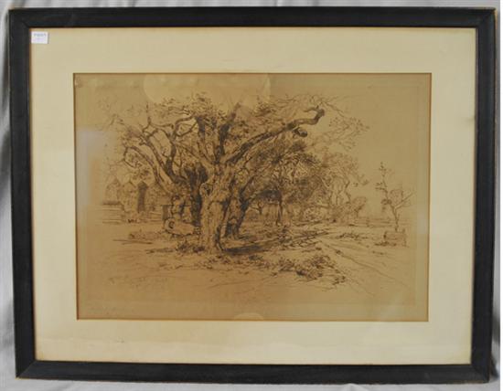 Appraisal: THOMAN MORAN American - APPLE ORCHARD etching signed dated and