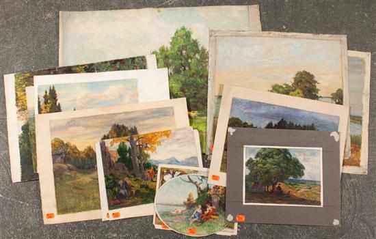 Appraisal: Richard Hendorf German Thirteen assorted unframed landscapes three oil on