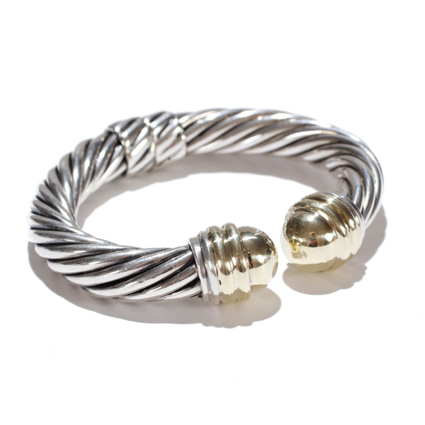 Appraisal: David Yurman sterling silver and k yellow gold mm hinged