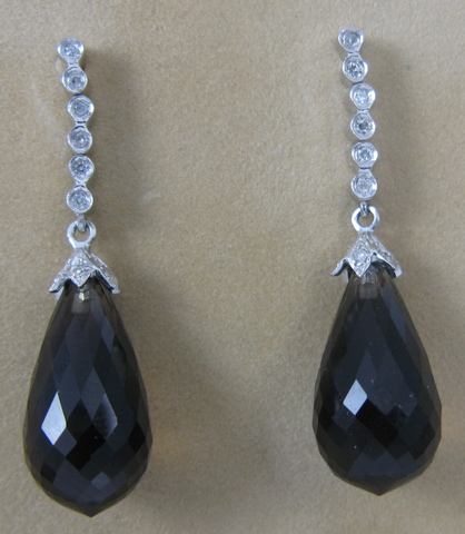 Appraisal: PAIR OF SMOKY QUARTZ PENDANT EARRINGS K white gold settings