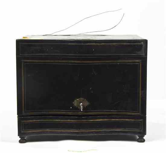 Appraisal: A Continental Ebonized and Brass Banded Table Casket having a