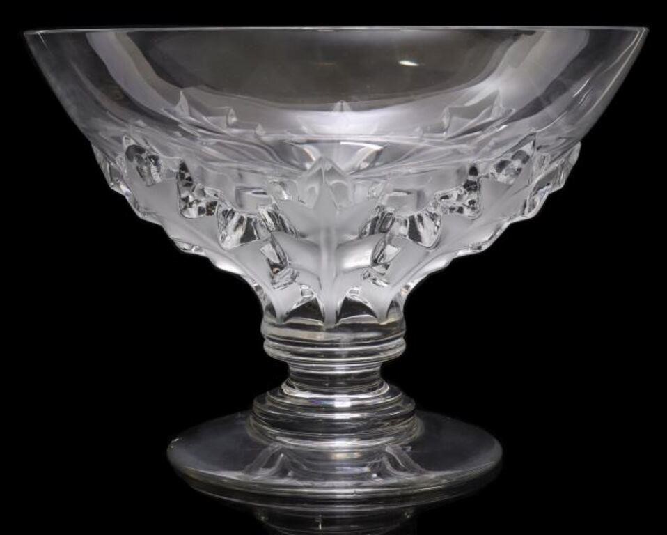 Appraisal: French Lalique art glass footed bowl in the Olonne pattern