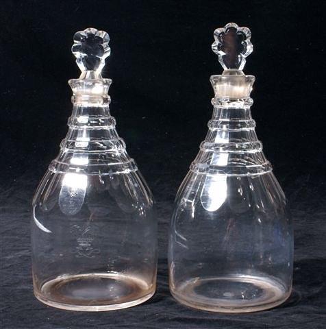 Appraisal: A PAIR OF LATE TH CENTURY CUT PRUSSIAN GLASS DECANTERS