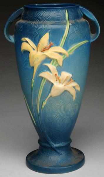 Appraisal: Roseville Zephyr Lily Floor Vase Fully marked blue vase Condition