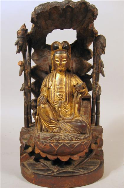 Appraisal: Chinese giltwood Quanyin grotto qing dyansty Carved and gilded Quanyin