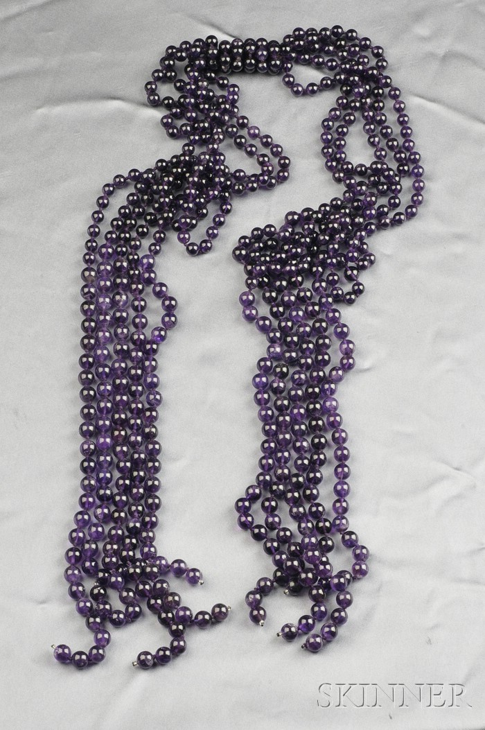 Appraisal: Amethyst Bead Lariat Attributed to Yves Saint Laurent composed of