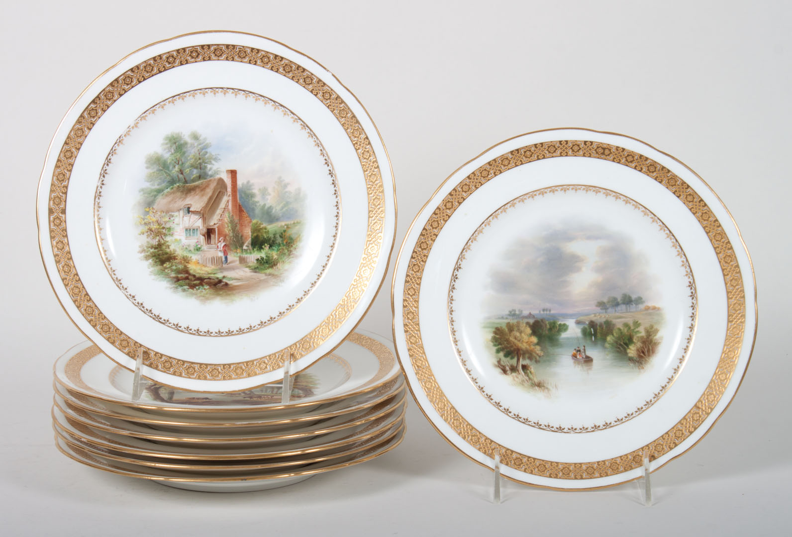 Appraisal: Set of eight Minton painted cabinet plates late th century