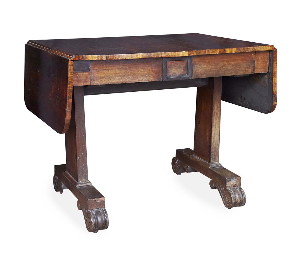 Appraisal: REGENCY ROSEWOOD SOFA TABLE EARLY TH CENTURY the rounded rectangular