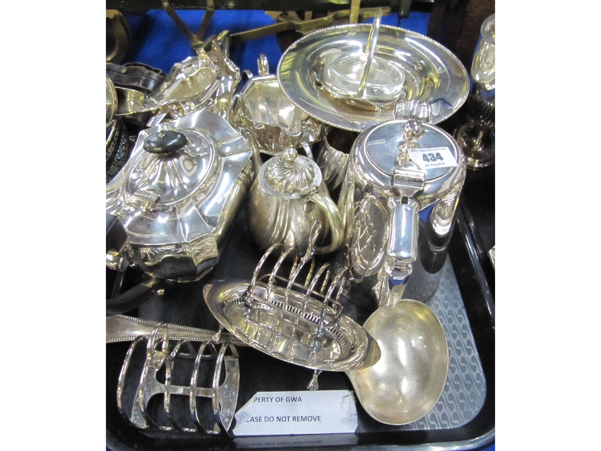 Appraisal: A tray lot of EP - tea service hotelware ladle