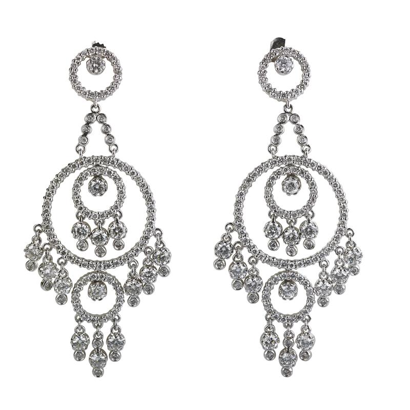 Appraisal: DIAMOND K WHITE GOLD CHANDLIER EARRINGS Condition Report Most VS