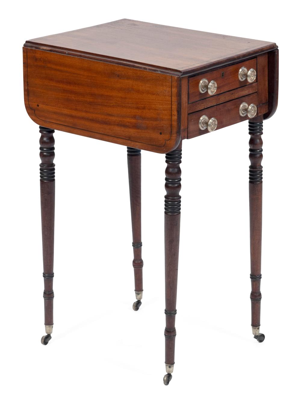 Appraisal: SHERATON TWO-DRAWER DROP-LEAF TABLE TH CENTURY HEIGHT WIDTH PLUS TWO