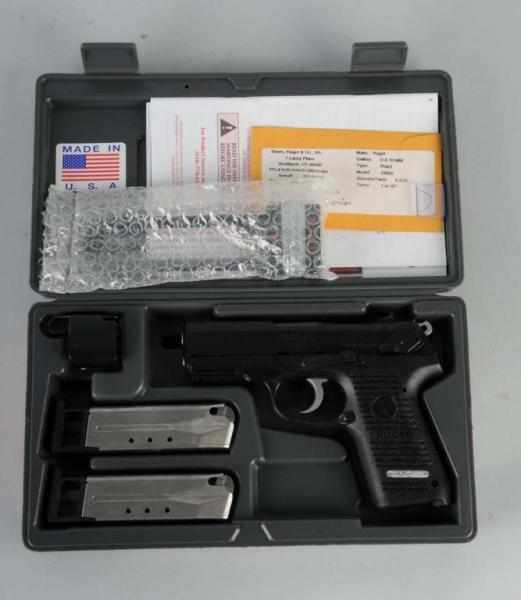 Appraisal: Ruger P Pistol Description mm Includes case speed loader lock