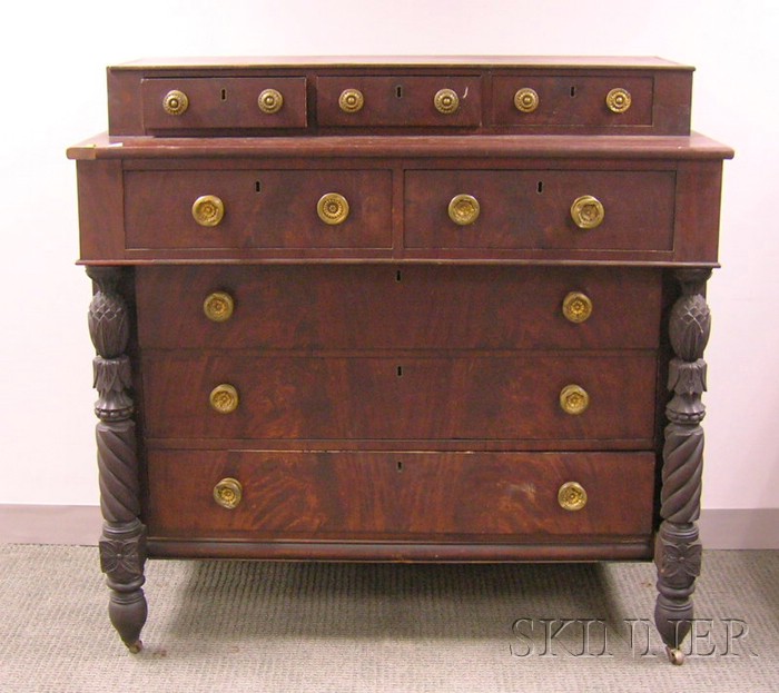 Appraisal: Classical Carved Mahogany and Mahogany Veneer Bureau