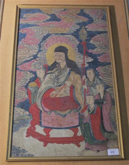 Appraisal: Korean gold leaf and color painting on paper th th