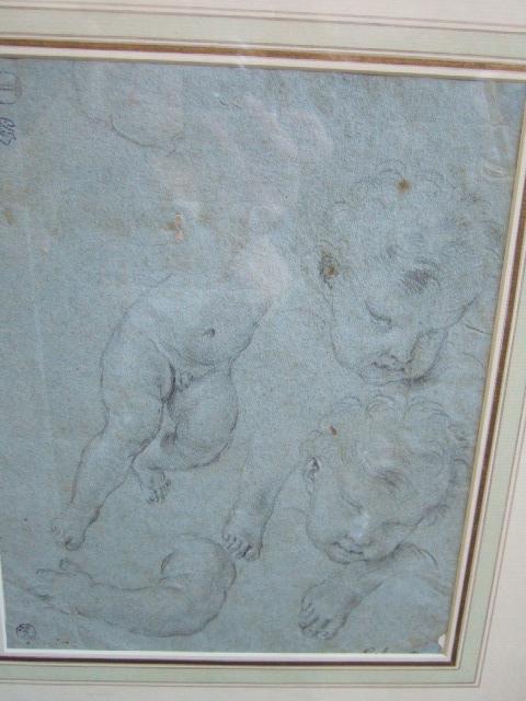 Appraisal: Follower of Carlo Maratta Studies of Babies Charcoal heightened with