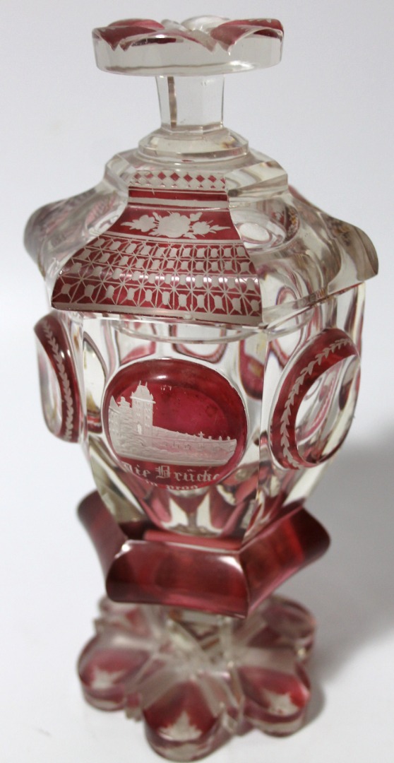 Appraisal: A late thC early thC Bohemian ruby flash glass jar