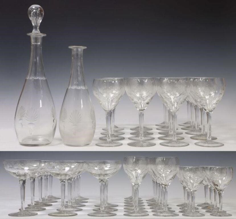 Appraisal: COLORLESS ETCHED CRYSTAL STEMWARE BARWARE lot of Colorless etched crystal