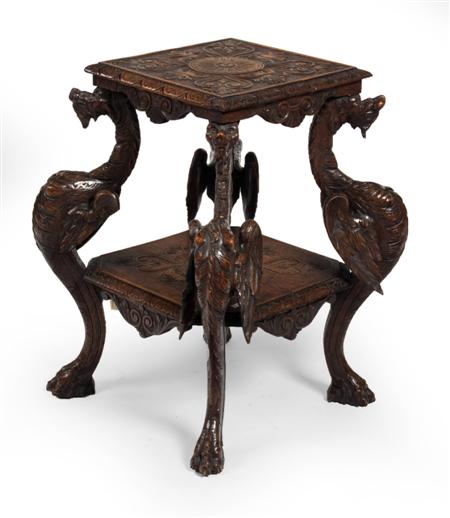 Appraisal: A th century Continental stained and carved side table the