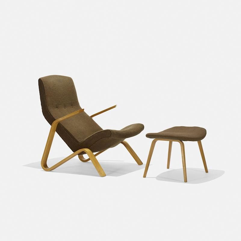 Appraisal: Eero Saarinen Grasshopper chair and ottoman Eero Saarinen Grasshopper chair