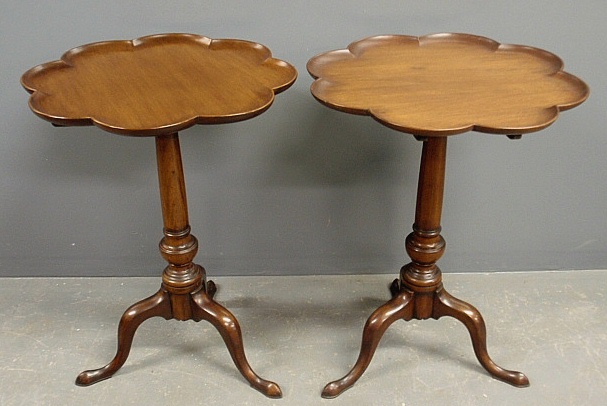 Appraisal: - Pair of mahogany Queen Anne style candlestands labeled made