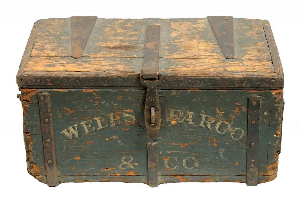 Appraisal: Wooden Wells Fargo Safe Box This box was made by