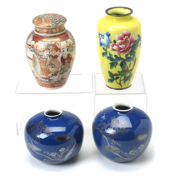 Appraisal: A pair of Japanese cloisonne vases together with another cloisonne