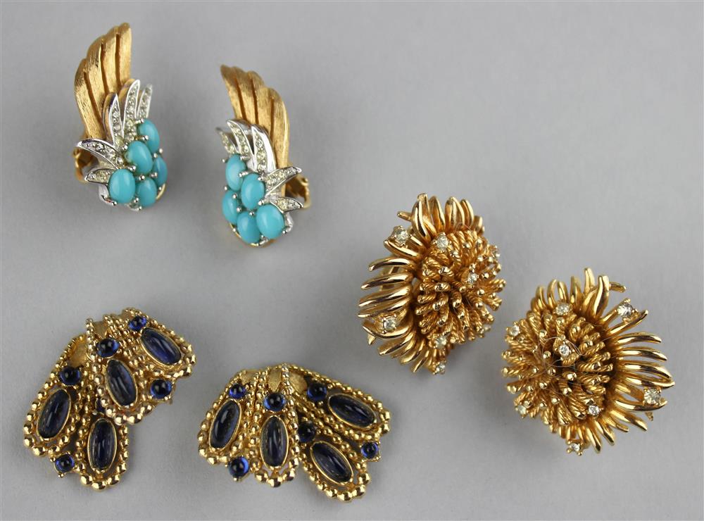 Appraisal: THREE SETS OF BOUCHER EARRINGS all pieces signed all pieces