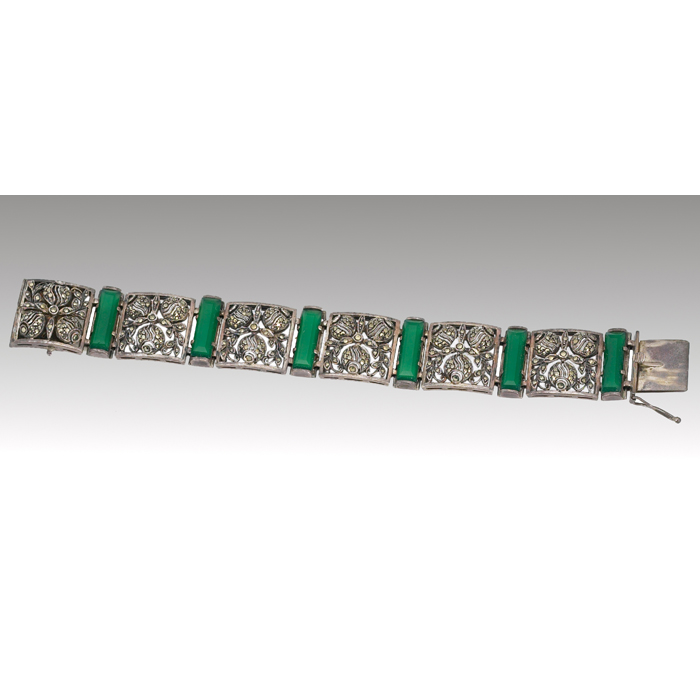 Appraisal: Theodore Fahrner bracelet sterling silver linked squares of filigree rose