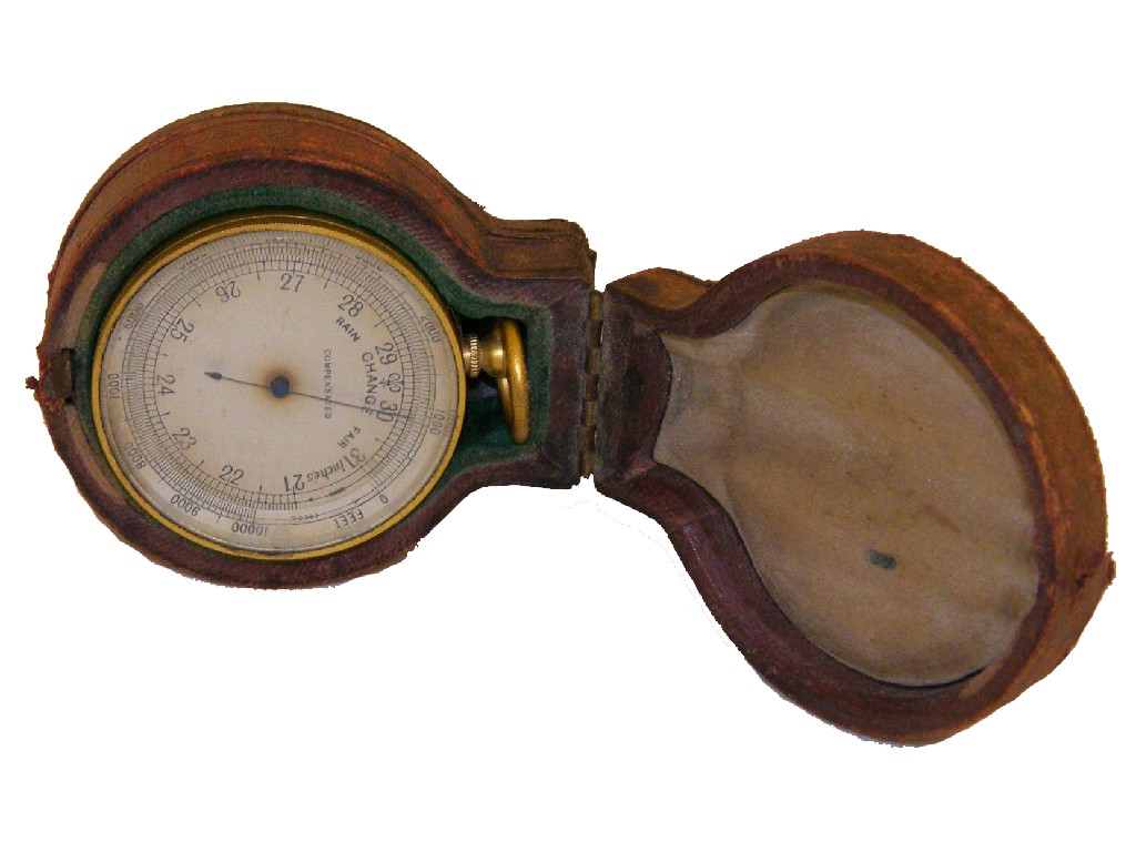 Appraisal: Compensated pocket barometer the silvered dial within a gilded brass