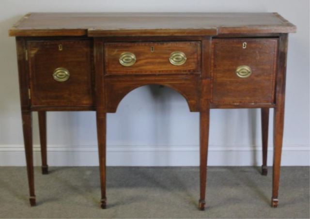 Appraisal: Antique Mahogany Banded Sideboard Nice size with block front From