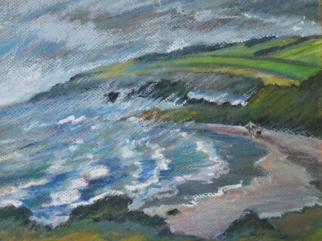 Appraisal: SYLVIA ALLEN Oil pastel 'A Blustery Coastline' signed recto and