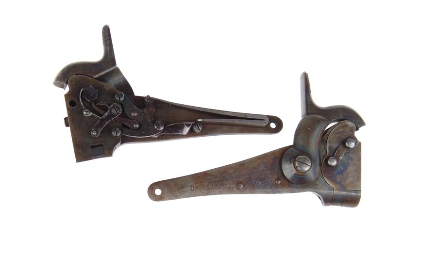 Appraisal: PAIR OF GREENE CARBINE LOCKPLATES Complete locks with internal parts