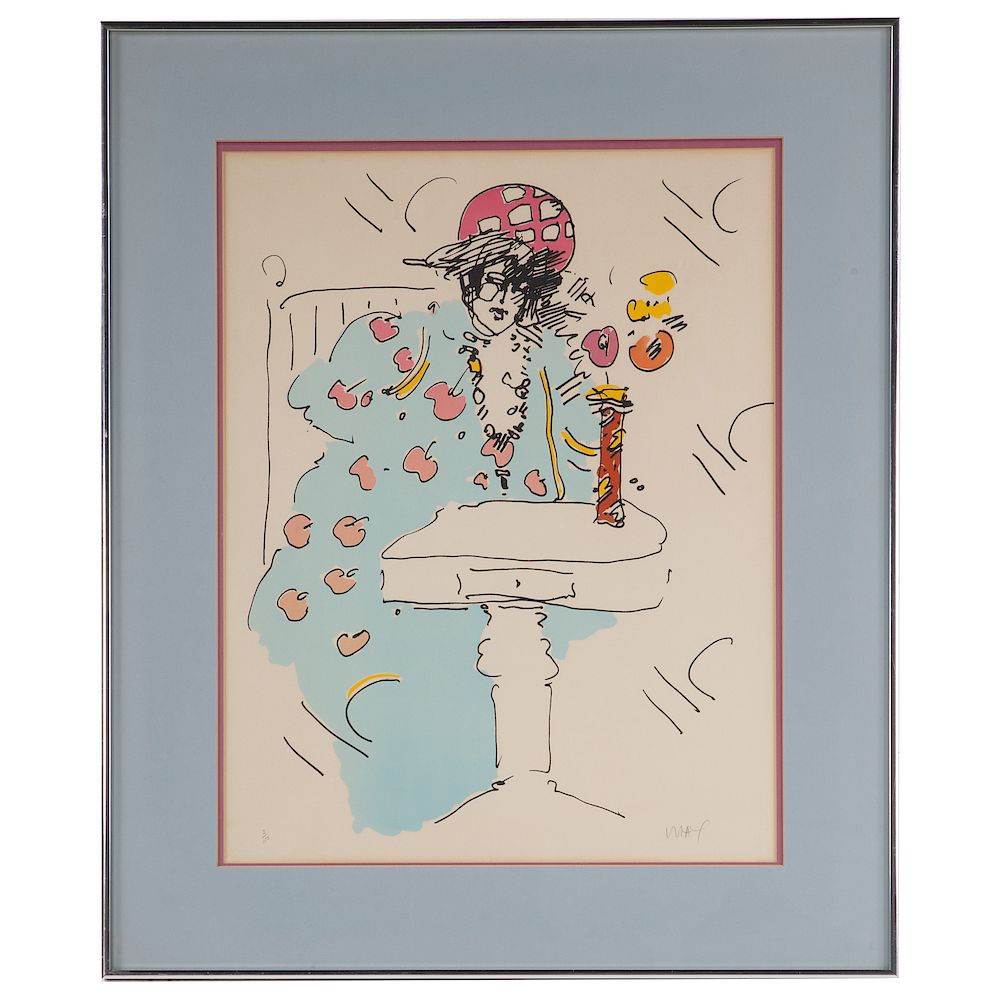 Appraisal: Peter Max The Lady in Blue with Vase German American