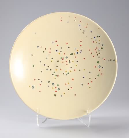 Appraisal: Opaque dish with scattered murrines Signed Yalos Casa Murano Diameter